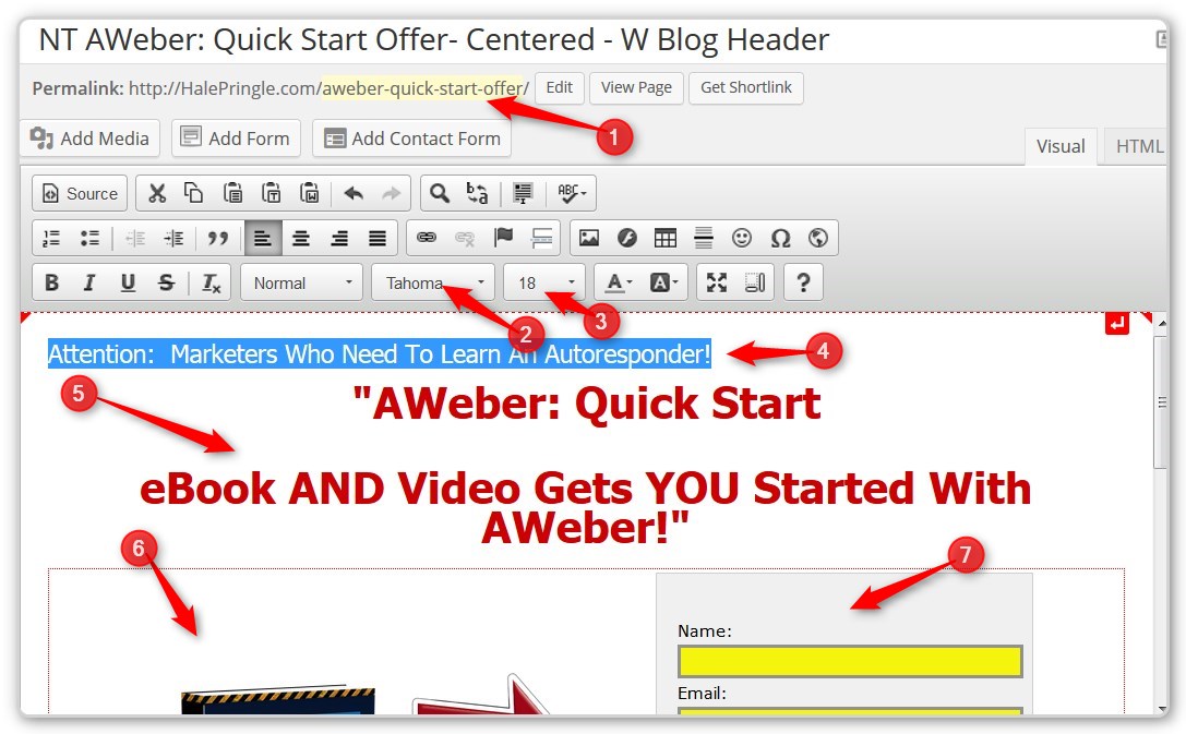 Annoated Squeeze Page in Editor