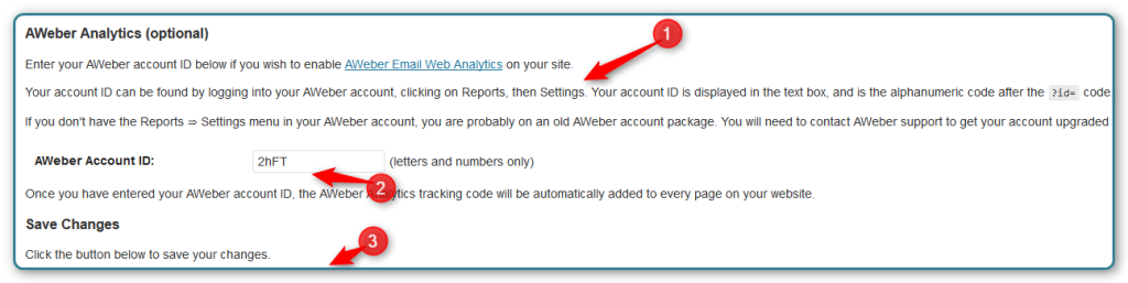 WordPress and AWeber Integration - Enter Settings