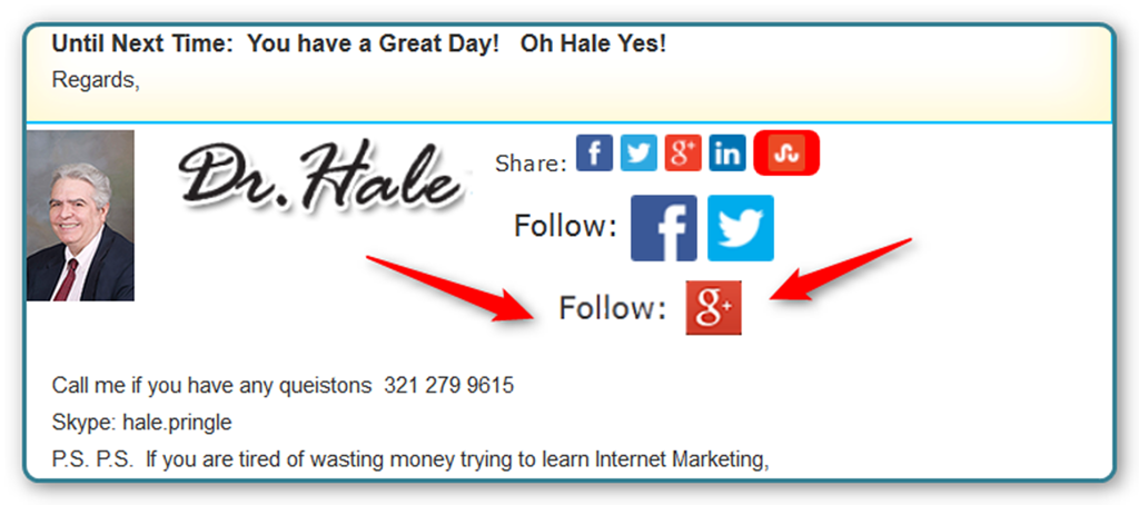Add Google Plus Follow Me Icon in AWeber Emails