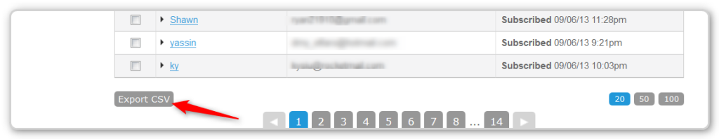 RTM and CRM - Click on the Export Button