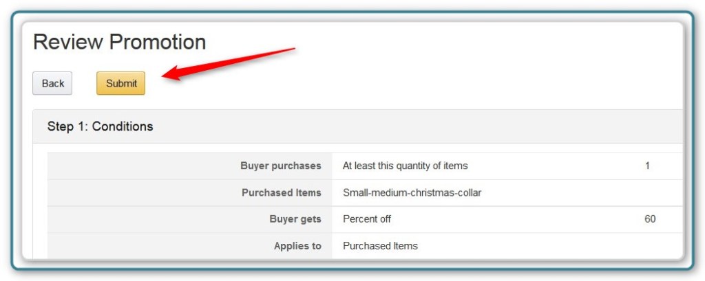 Promotion Code - Submit Button