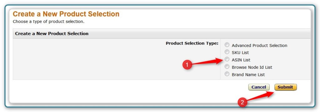 Promotion Code -Select the Type of Selection Set